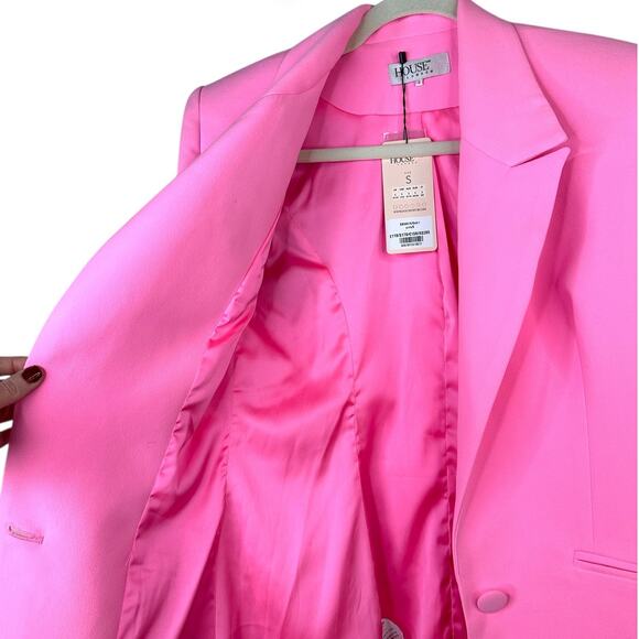 House of CB NWT Making Money Moves Gabri Pink Satin Button Lapel Blazer Small - Picture 8 of 10